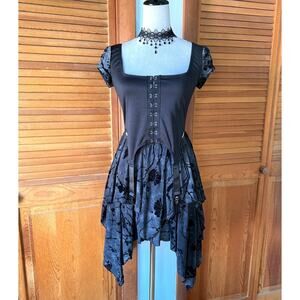 Dolls Kill Garden Goth Punk Fairycore Emo Grunge Y2K Garter Pixie Dolly Dress XS